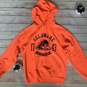 University of Delaware • solid neon orange hoodie